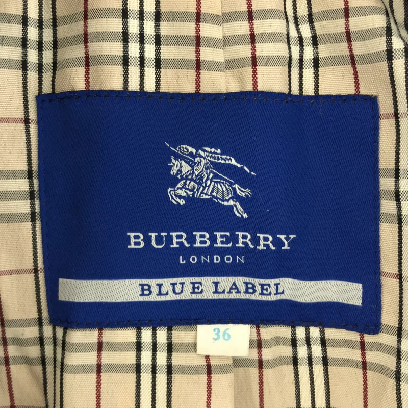 BURBERRY BLUE LABEL / バーバリーブルーレーベル | ウール ロゴメタルボタン ダブルブレスト コート / チェック総裏地 | 38 | レディース
