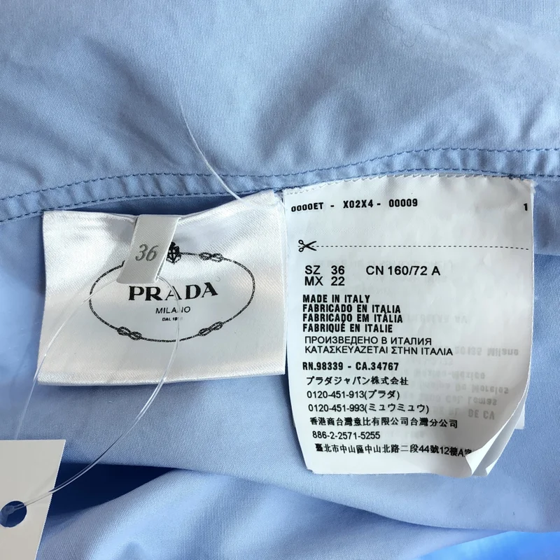 PRADA / プラダ | トライアングルロゴパッチ バックリボン シャツ | 36 | レディース