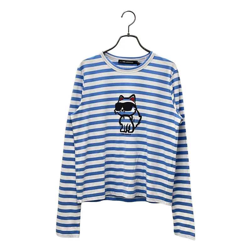 KARL LAGERFELD / カールラガーフェルド | ボーダー プリント ロングスリーブTシャツ | S | レディース