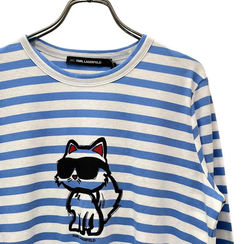 KARL LAGERFELD / カールラガーフェルド | ボーダー プリント ロングスリーブTシャツ | S | レディース