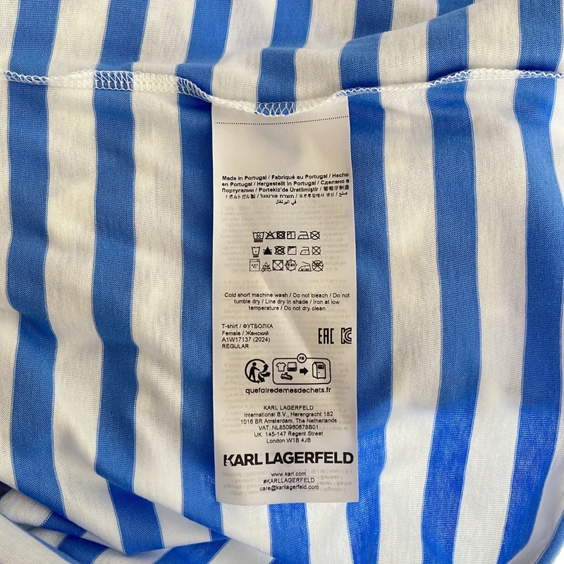 KARL LAGERFELD / カールラガーフェルド | ボーダー プリント ロングスリーブTシャツ | S | レディース