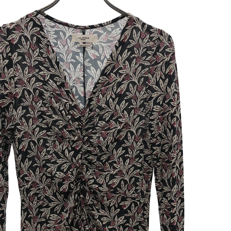 ISABEL MARANT ETOILE / イザベルマランエトワール | ストレッチ 総柄 Vネック ワンピース | 38 | レディース