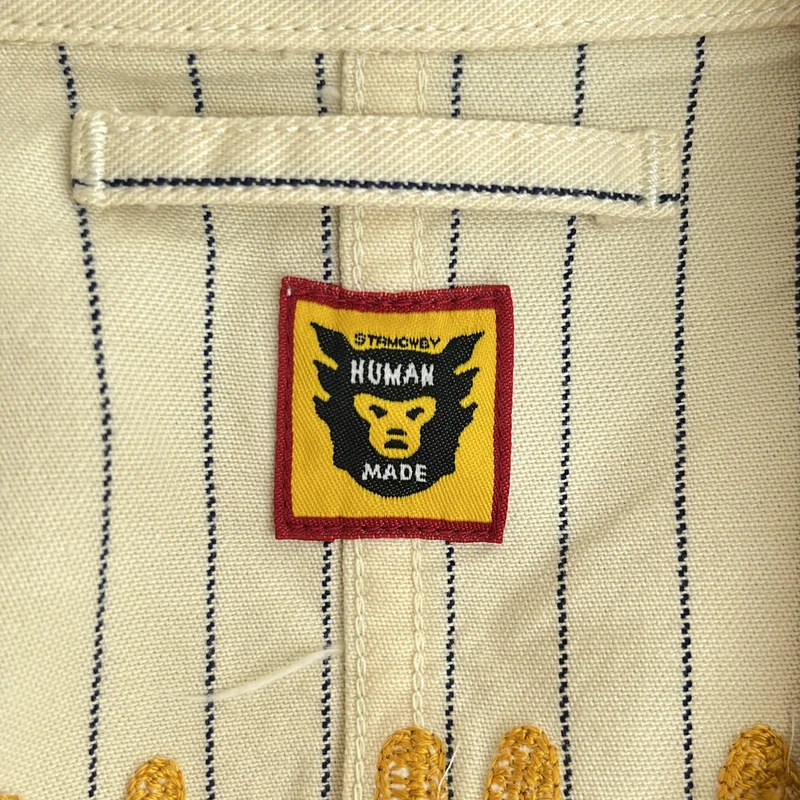HUMAN MADE / ヒューマンメイド | 2019SS | コットン ストライプ ハンバーガー刺しゅう ショップコート | M | メンズ