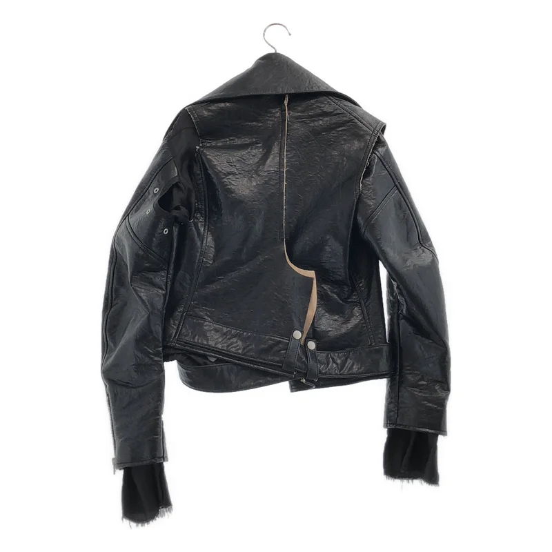 JUNYA WATANABE COMME des GARCONS / ジュンヤワタナベ | 2007AW | コットン 樹脂加工 再構築 ダブルライダースジャケット | S | レディース