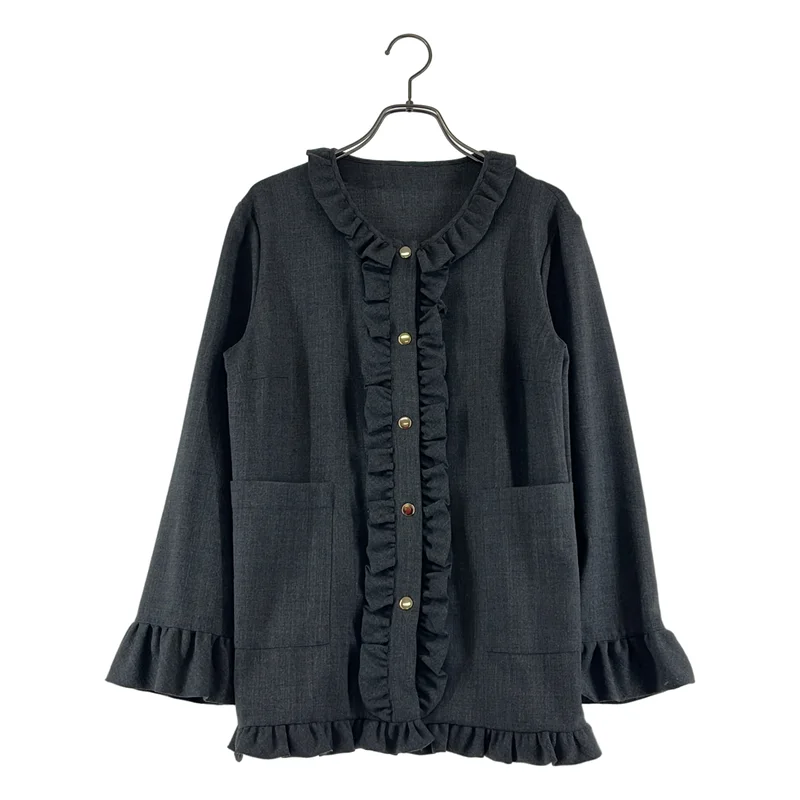 MARNI / マルニ | ウール混 ノーカラー フリルシャツ | 38 | レディース