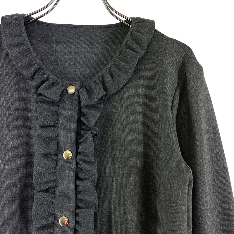 MARNI / マルニ | ウール混 ノーカラー フリルシャツ | 38 | レディース