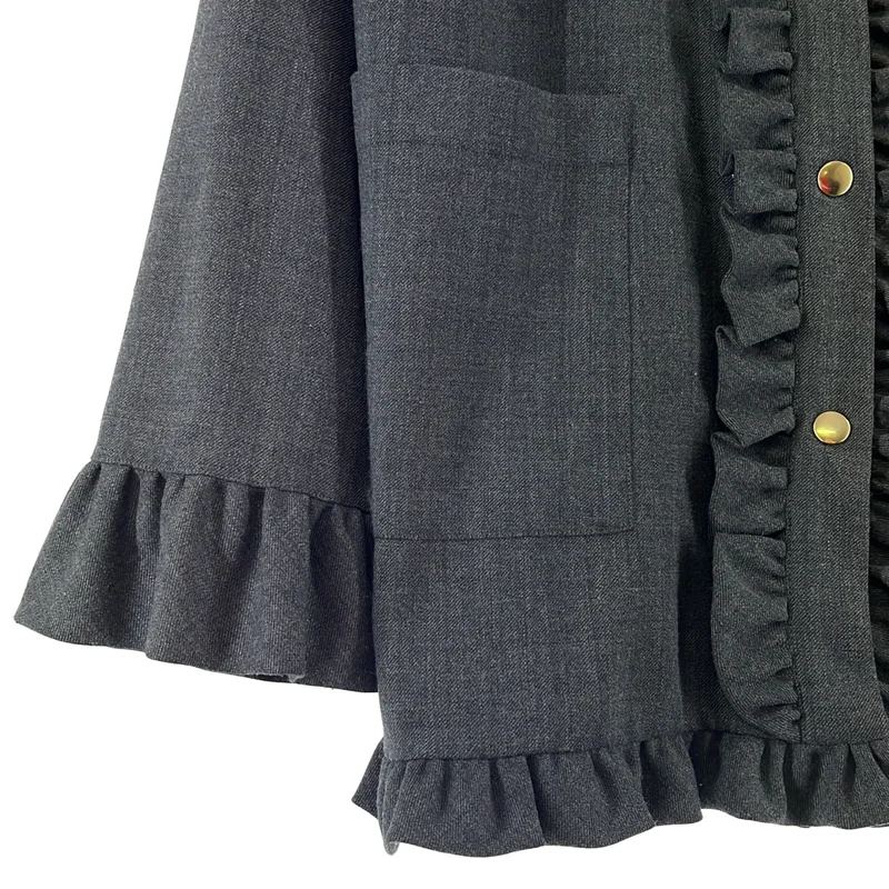 MARNI / マルニ | ウール混 ノーカラー フリルシャツ | 38 | レディース