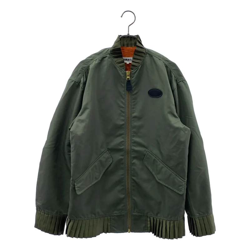 MM6 Maison Margiela / エムエムシックスメゾンマルジェラ | レザーパッチ プリーツ装飾 ミリタリー ブルゾン ジャケット | 36 | レディース