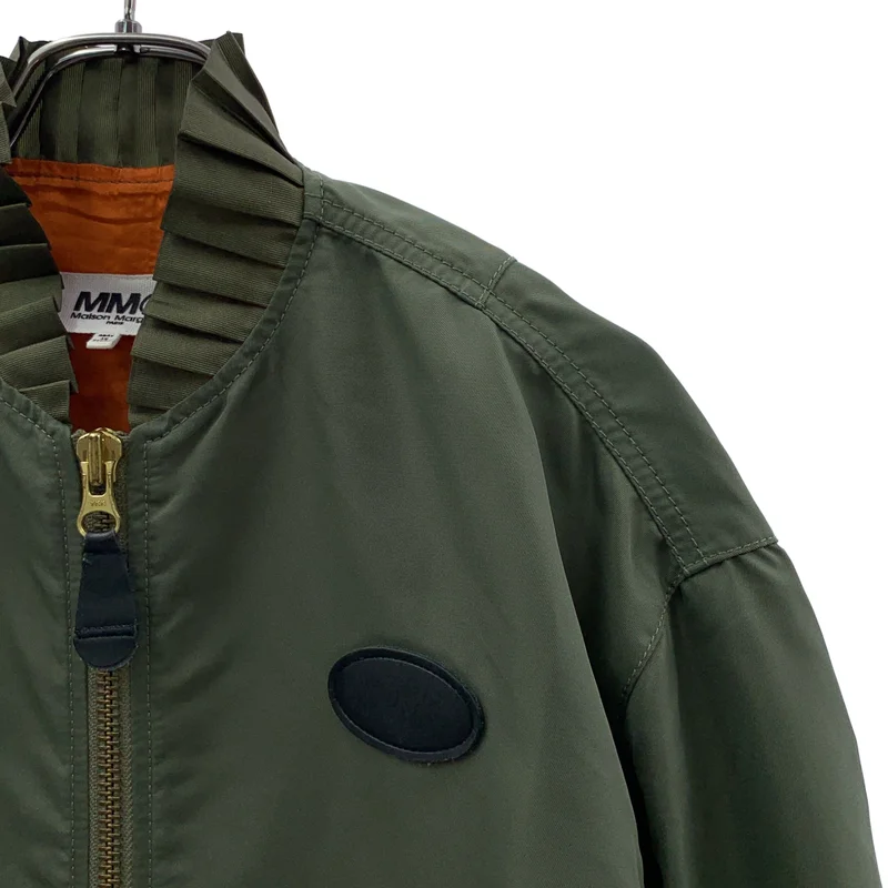 MM6 Maison Margiela / エムエムシックスメゾンマルジェラ | レザーパッチ プリーツ装飾 ミリタリー ブルゾン ジャケット | 36 | レディース