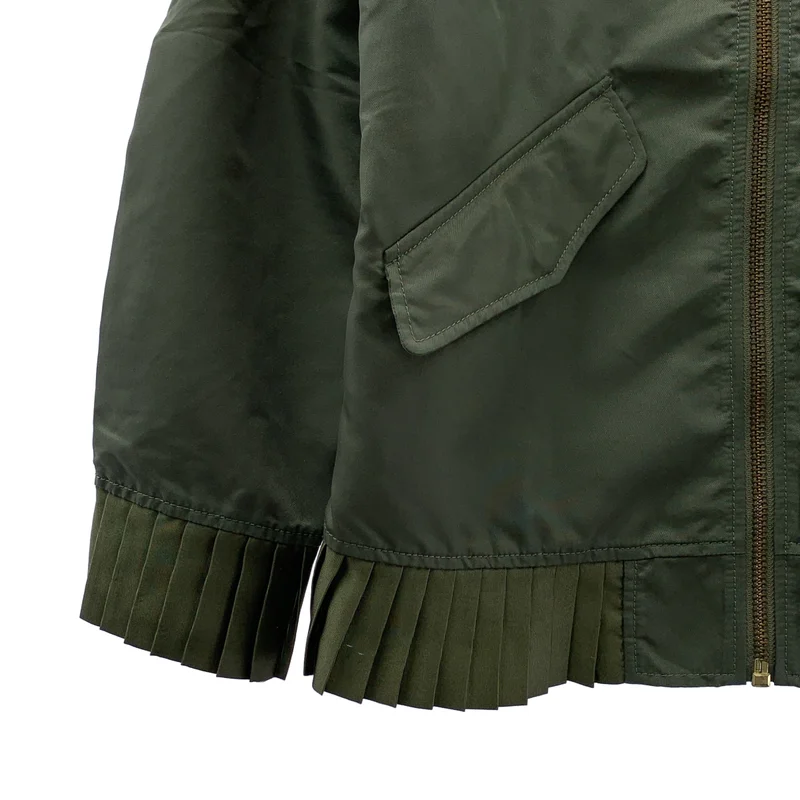 MM6 Maison Margiela / エムエムシックスメゾンマルジェラ | レザーパッチ プリーツ装飾 ミリタリー ブルゾン ジャケット | 36 | レディース