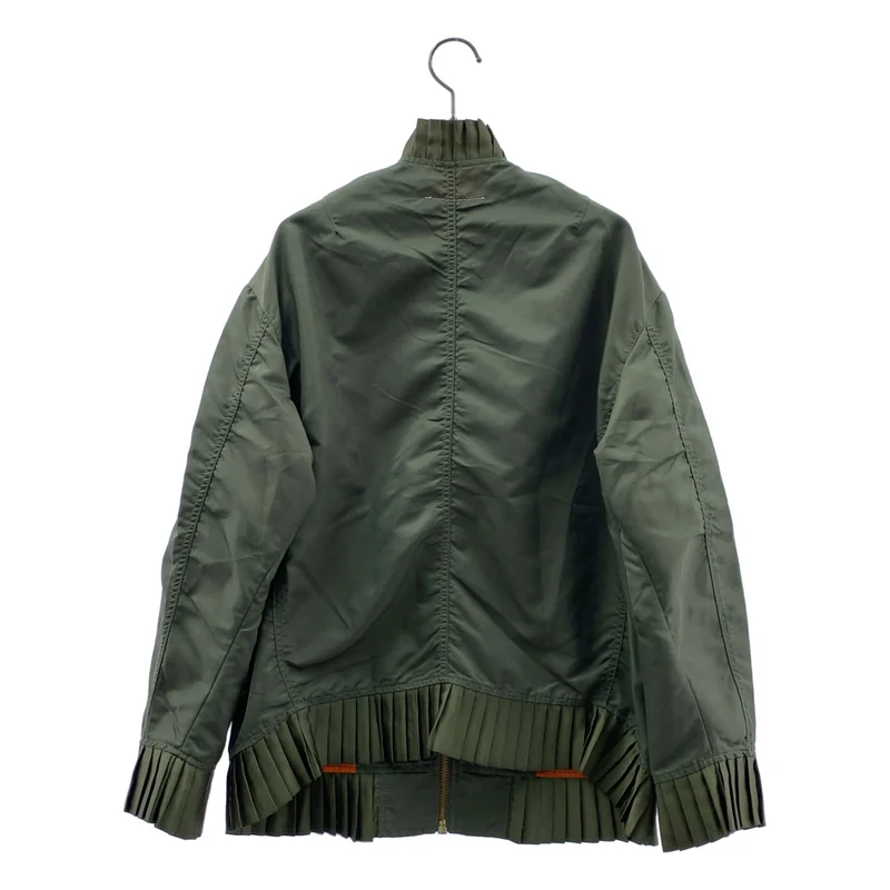 MM6 Maison Margiela / エムエムシックスメゾンマルジェラ | レザーパッチ プリーツ装飾 ミリタリー ブルゾン ジャケット | 36 | レディース
