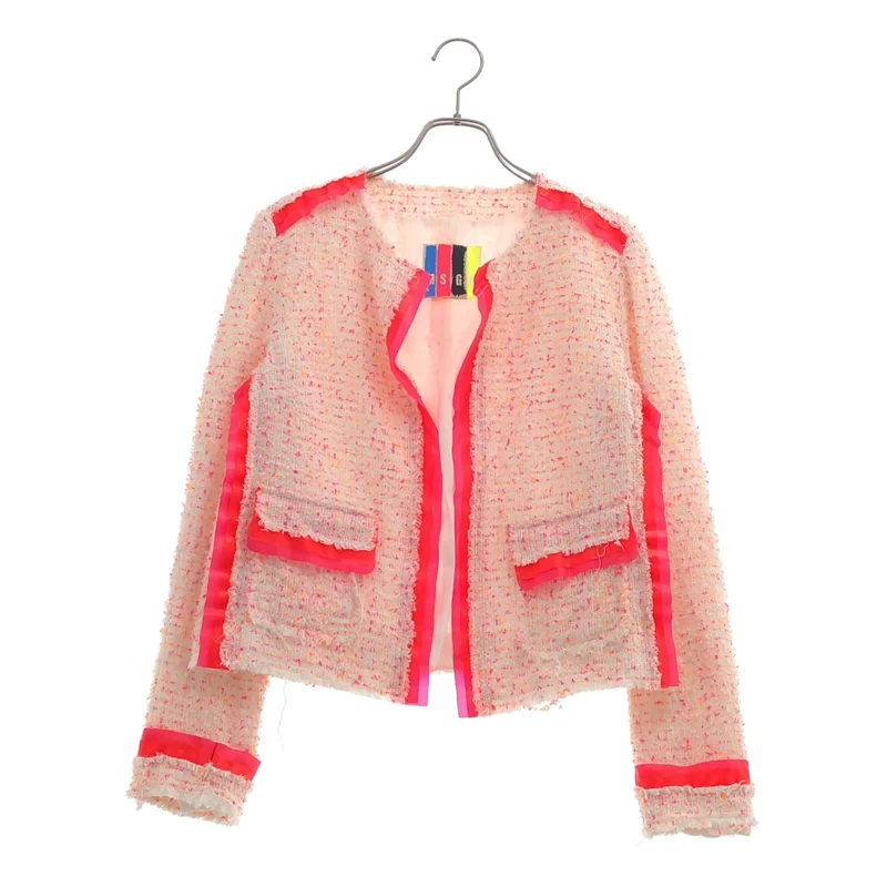 MSGM / エムエスジーエム | コットンツイード ラバー ノーカラージャケット | 42 | レディース