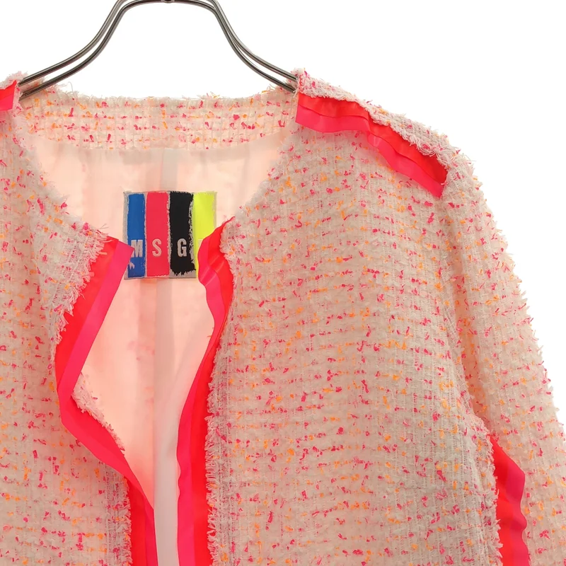 MSGM / エムエスジーエム | コットンツイード ラバー ノーカラージャケット | 42 | レディース