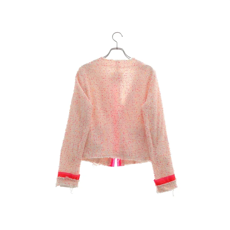 MSGM / エムエスジーエム | コットンツイード ラバー ノーカラージャケット | 42 | レディース