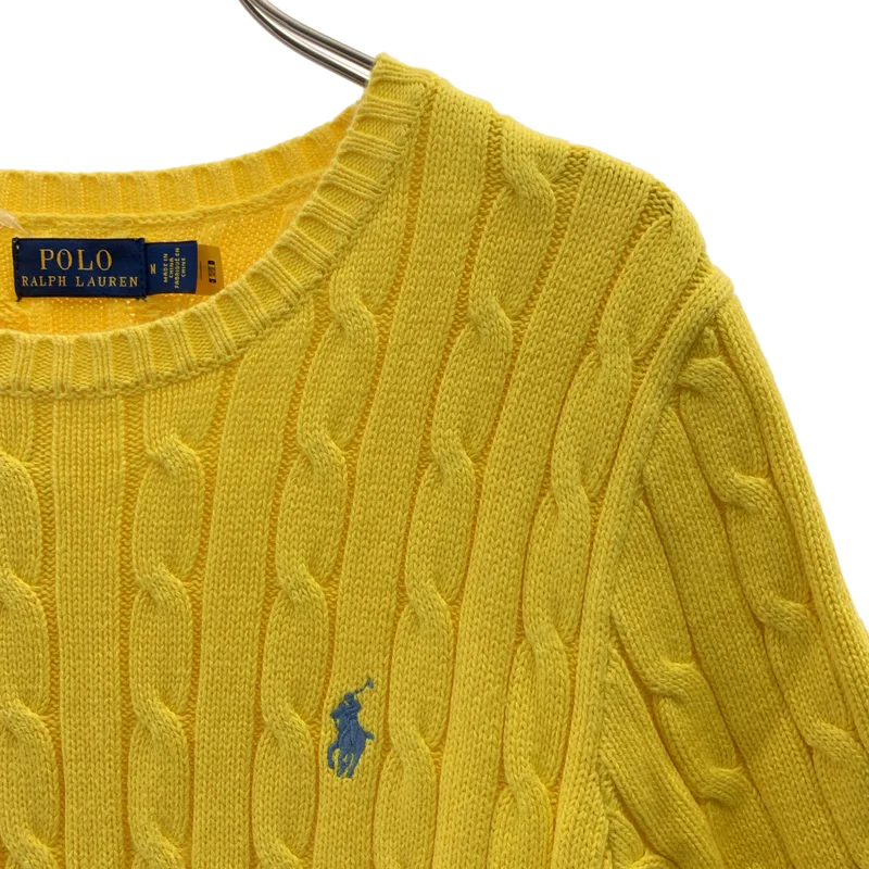 POLO RALPH LAUREN / ポロラルフローレン | コットン ワンポイントポニー ケーブル ニット セーター | M | レディース