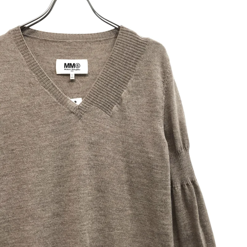 MM6 Maison Margiela / エムエムシックスメゾンマルジェラ | 2016AW | アシンメトリースリーブ Vネック ニット ワンピース | S | レディース