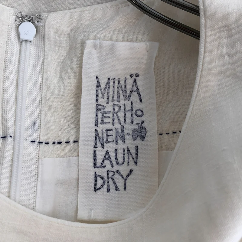 mina perhonen / ミナペルホネン | laundry forest tile / リネン エンブロイダリー ノースリーブ ワンピース | 38 | レディース