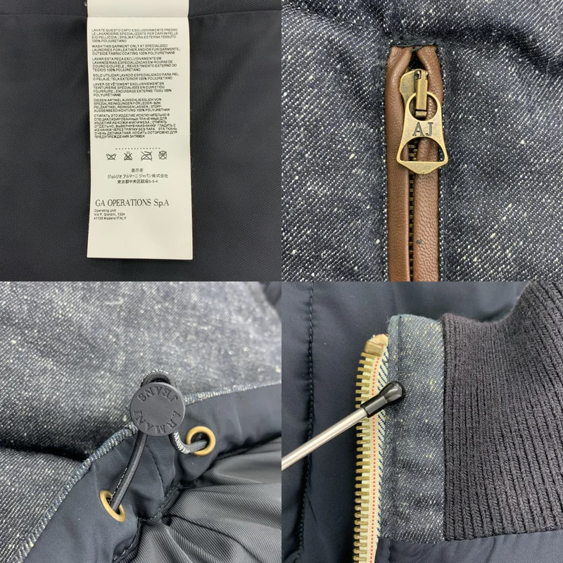 ARMANI JEANS / アルマーニジーンズ | 中綿 セルビッチ デニム ベスト ジャケット フーディ / スリーブ着脱可 | 52 | メンズ