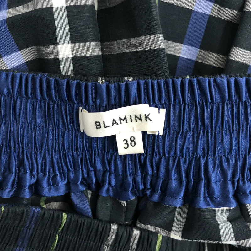 BLAMINK / ブラミンク | リネンポリエステルチェックギャザースカート | 38 | レディース