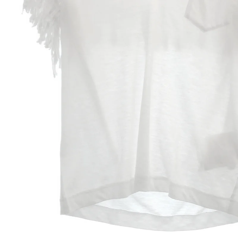 sacai / サカイ | リネン フリンジスリーブ Tシャツ | 1 | レディース