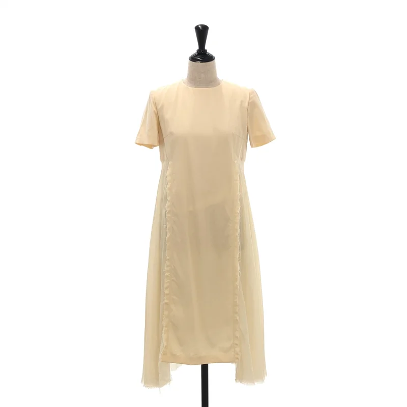 Maison Margiela / メゾンマルジェラ | 2017SS | ウールストレッチ サイドプリーツ 半袖ワンピース | 36 | レディース
