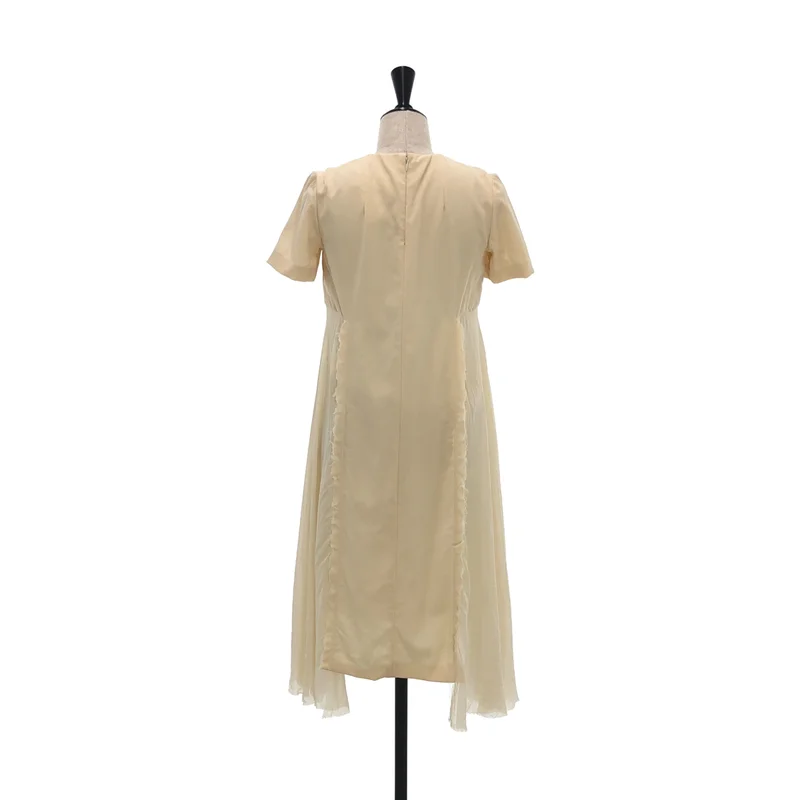 Maison Margiela / メゾンマルジェラ | 2017SS | ウールストレッチ サイドプリーツ 半袖ワンピース | 36 | レディース