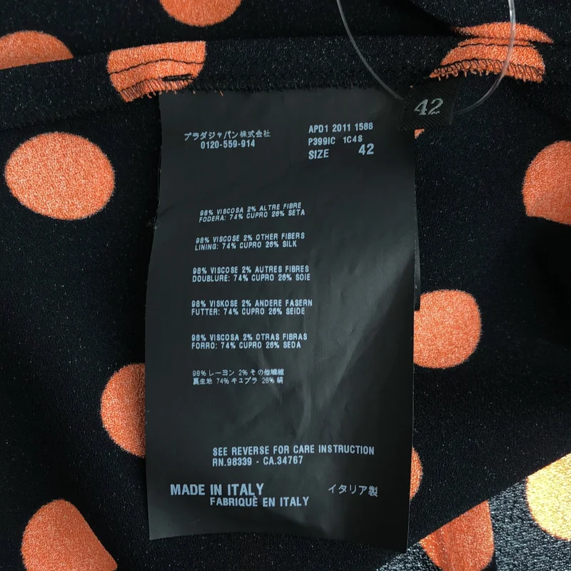 PRADA / プラダ | ドット ギャザー キャミワンピース | 42 | レディース