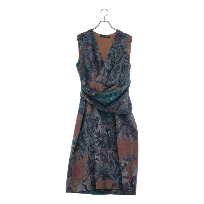 ETRO / エトロ | ウール Vネック ボタニカルプリント ノースリーブワンピース | 44 | レディース