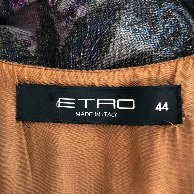 ETRO / エトロ | ウール Vネック ボタニカルプリント ノースリーブワンピース | 44 | レディース
