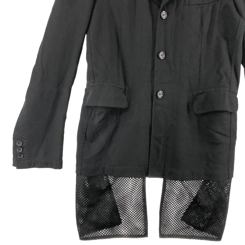 BLACK COMME des GARCONS / ブラックコムデギャルソン | 2018AW | ポリエステル縮絨 メッシュ ドッキング テーラードジャケット | M | メンズ