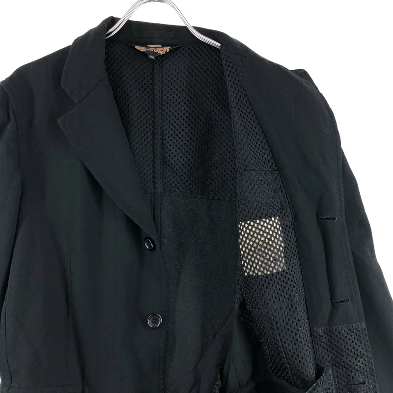 BLACK COMME des GARCONS / ブラックコムデギャルソン | 2018AW | ポリエステル縮絨 メッシュ ドッキング テーラードジャケット | M | メンズ