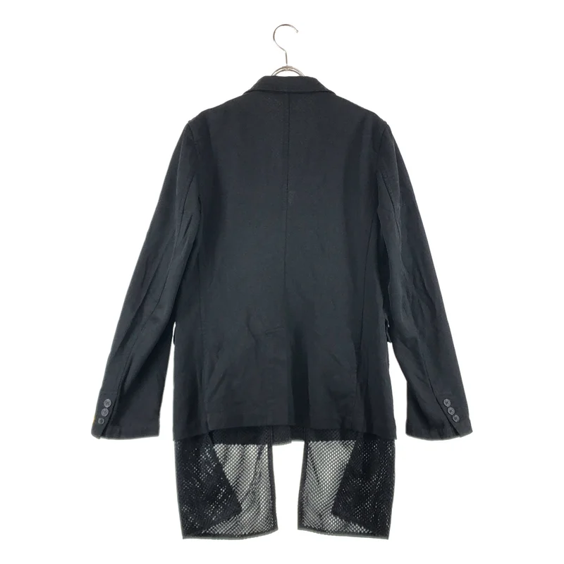 BLACK COMME des GARCONS / ブラックコムデギャルソン | 2018AW | ポリエステル縮絨 メッシュ ドッキング テーラードジャケット | M | メンズ