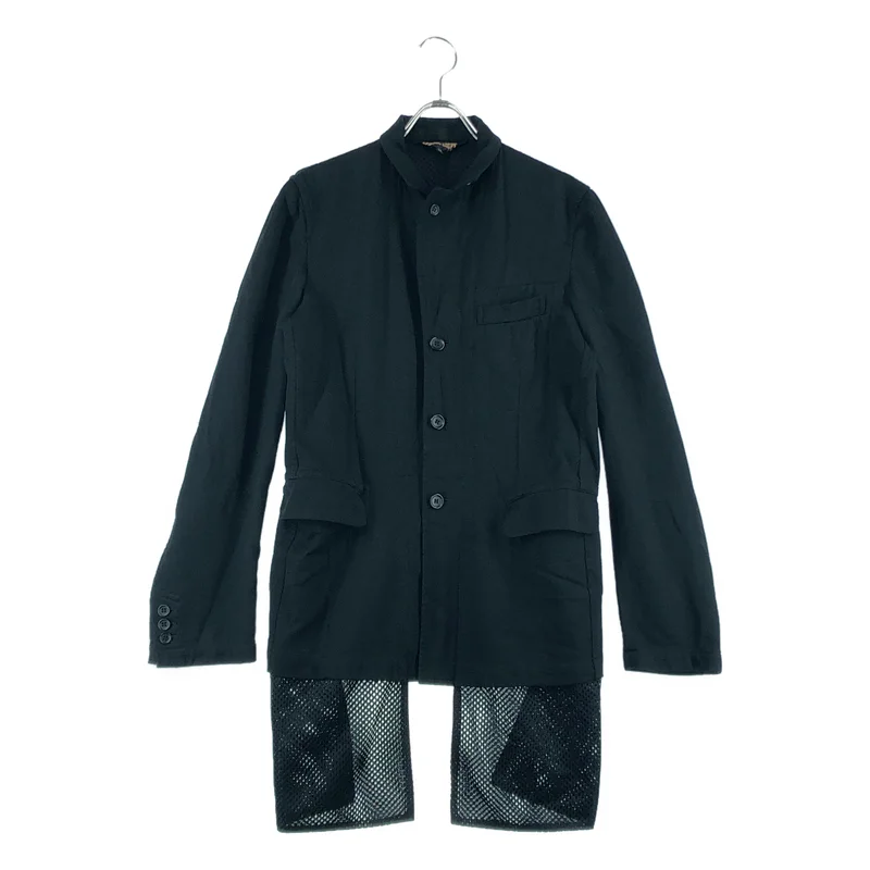 BLACK COMME des GARCONS / ブラックコムデギャルソン | 2018AW | ポリエステル縮絨 メッシュ ドッキング テーラードジャケット | M | メンズ