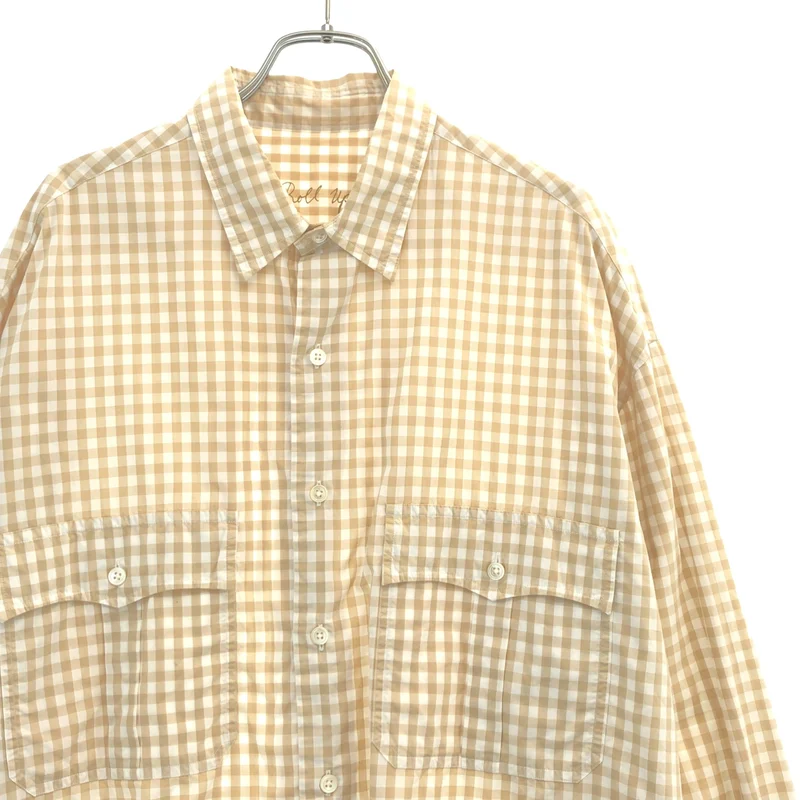 PORTER CLASSIC / ポータークラシック | コットン ロールアップ ギンガムチェック シャツ | L | メンズ