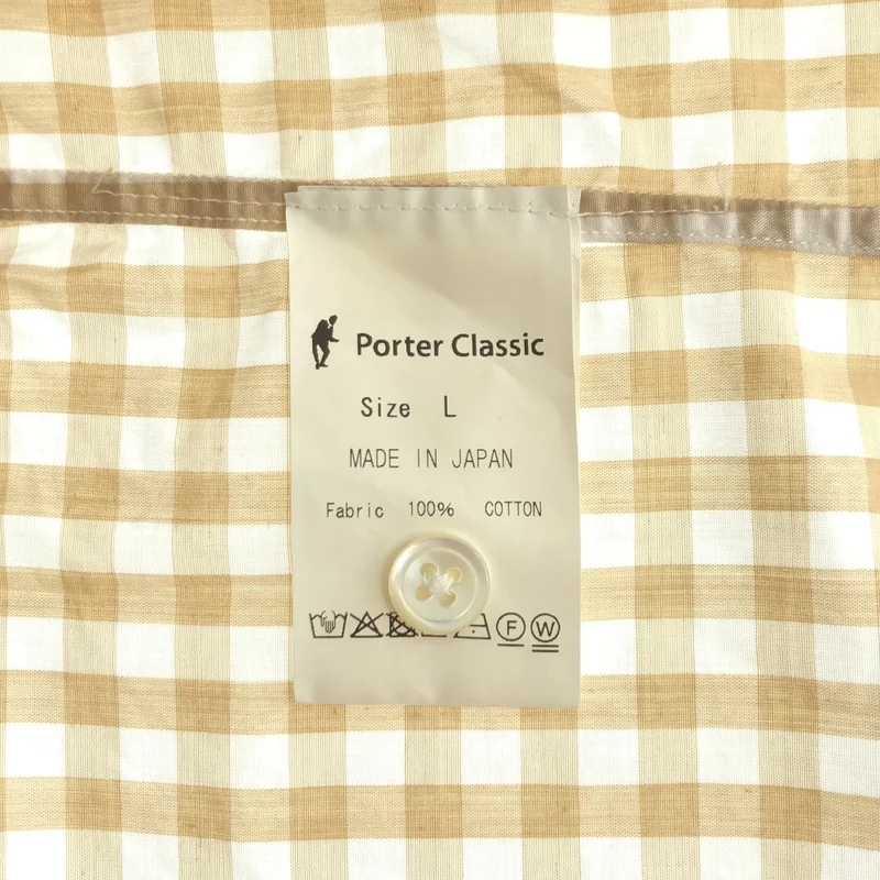 PORTER CLASSIC / ポータークラシック | コットン ロールアップ ギンガムチェック シャツ | L | メンズ