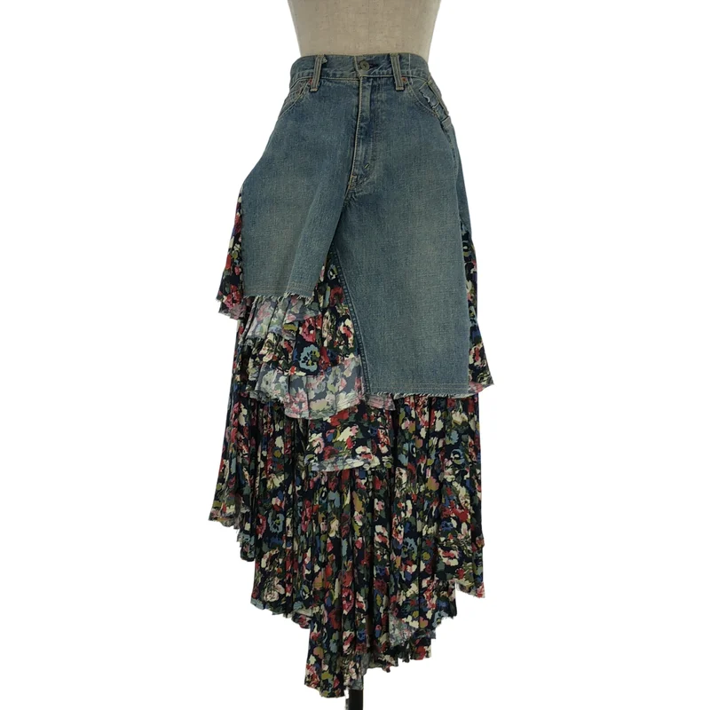 JUNYA WATANABE COMME des GARCONS / ジュンヤワタナベ | 2019AW | denim / デニム フラワー スカート XD-S001 | S | レディース