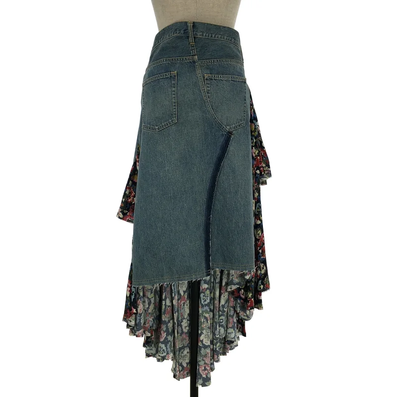 JUNYA WATANABE COMME des GARCONS / ジュンヤワタナベ | 2019AW | denim / デニム フラワー スカート XD-S001 | S | レディース