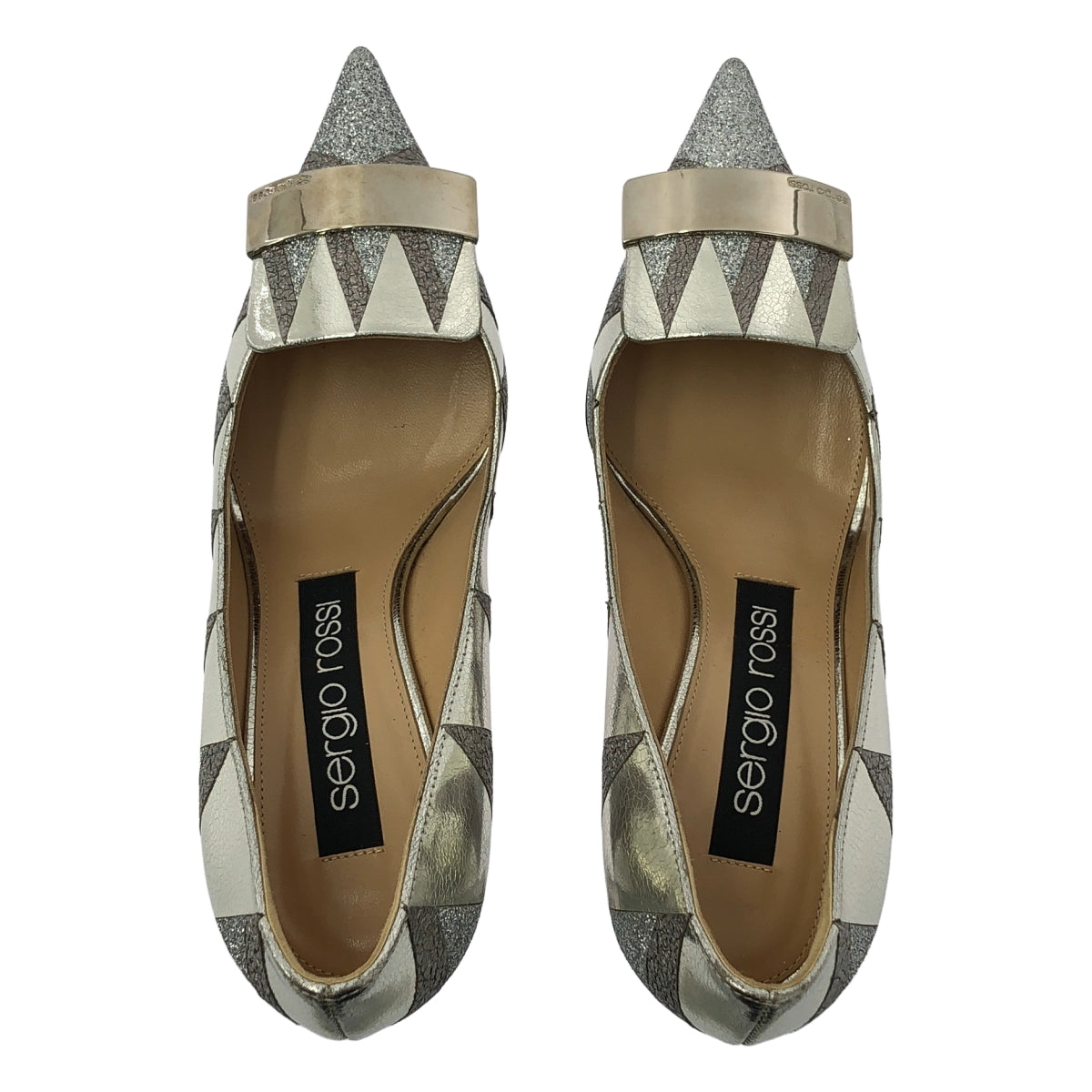 セルジオロッシsr1 シルバー　36.5 美品 美品】 sergio rossi / セルジオロッシ | sr1 ポインテッドトゥ