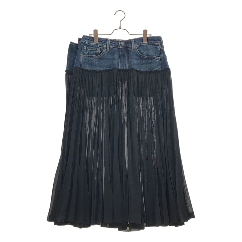 JUNYA WATANABE / ジュンヤワタナベ | 2023SS | × Levi’s / デニムドッキング プリーツスカート | S | レディース
