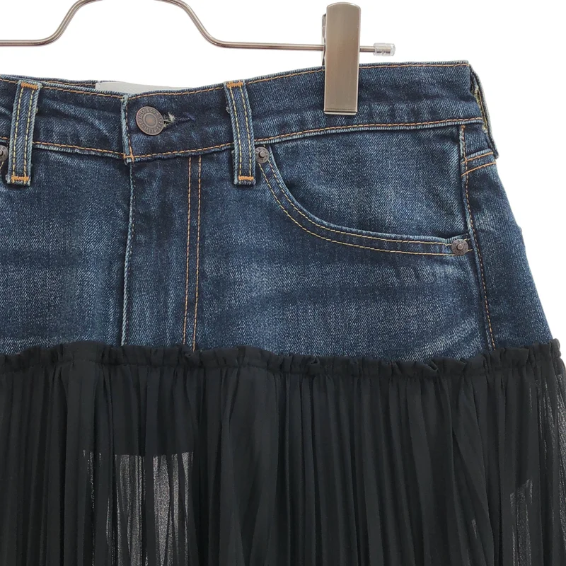 JUNYA WATANABE / ジュンヤワタナベ | 2023SS | × Levi’s / デニムドッキング プリーツスカート | S | レディース