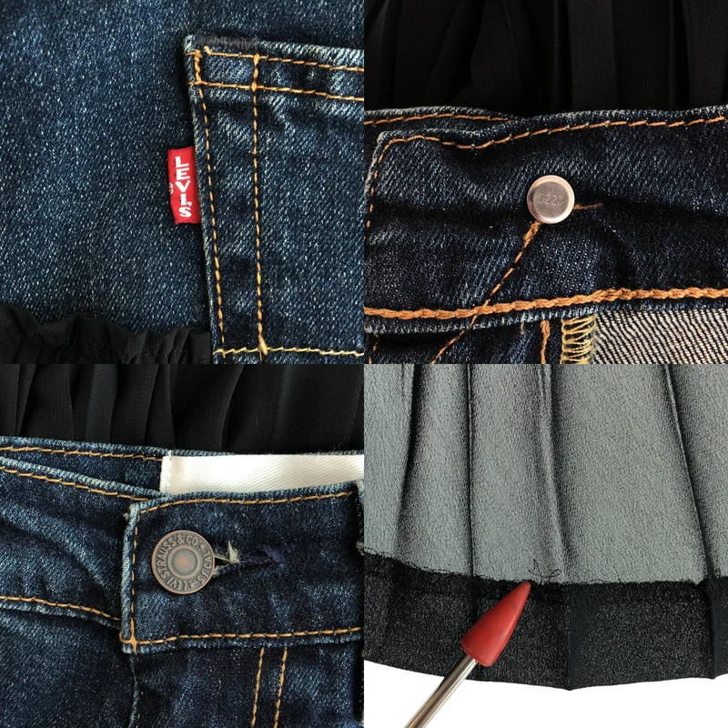 JUNYA WATANABE / ジュンヤワタナベ | 2023SS | × Levi’s / デニムドッキング プリーツスカート | S | レディース