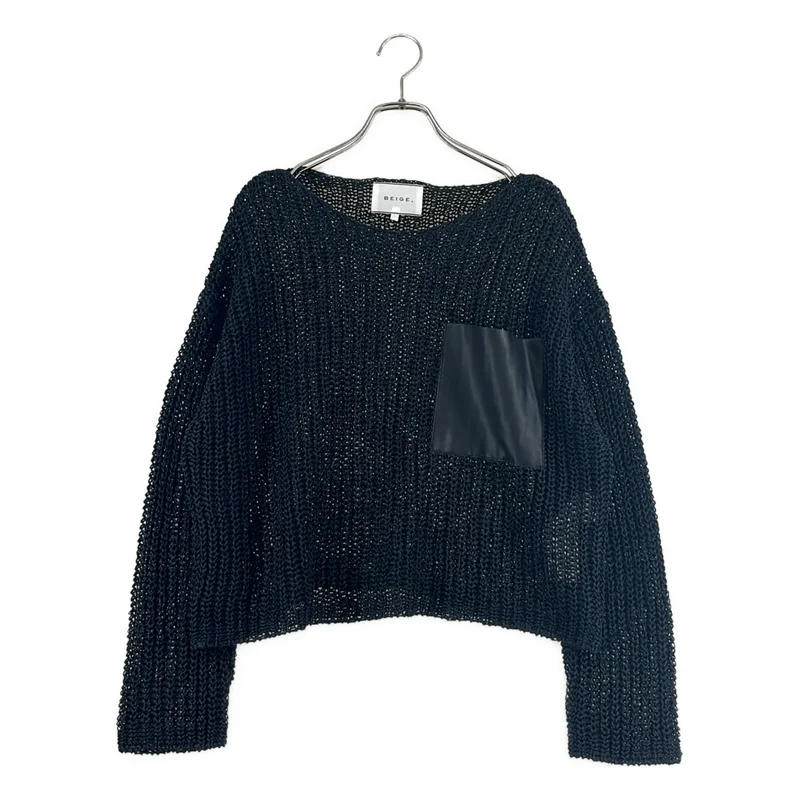 BEIGE， / ベイジ | コットン フェイクレザーポケット ニット | 4 | レディース