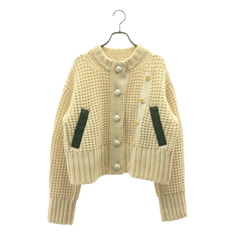 sacai / サカイ | 2021AW | × KAWS / カウズ / Nylon Twill x Wool Knit Blouson / ナイロンツイル ウール ニットドッキング ミリタリーブルゾン | 1 | レディース