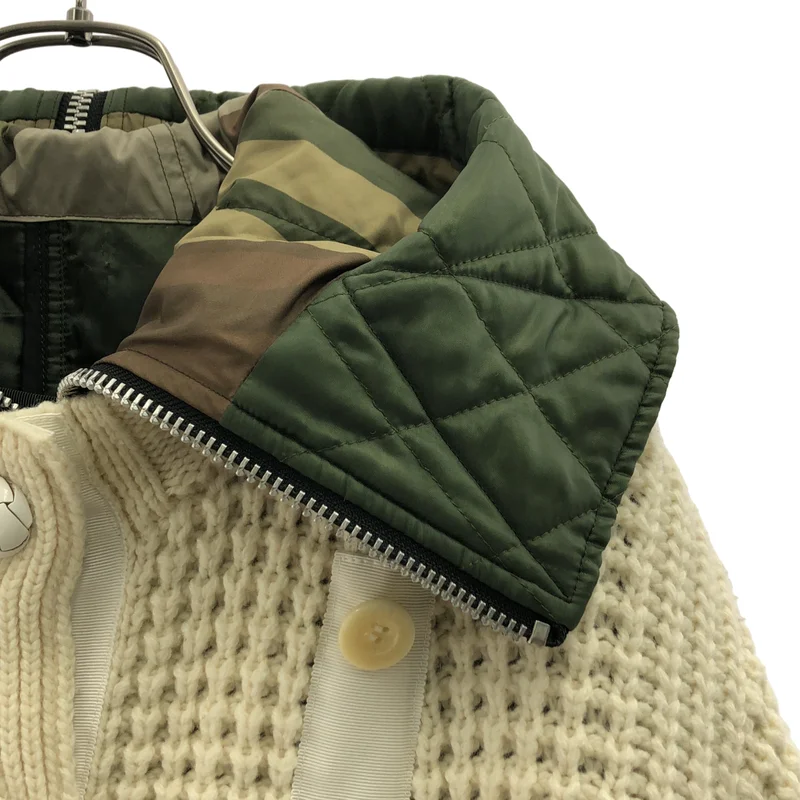 sacai / サカイ | 2021AW | × KAWS / カウズ / Nylon Twill x Wool Knit Blouson / ナイロンツイル ウール ニットドッキング ミリタリーブルゾン | 1 | レディース