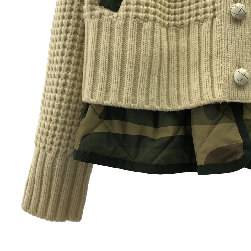 sacai / サカイ | 2021AW | × KAWS / カウズ / Nylon Twill x Wool Knit Blouson / ナイロンツイル ウール ニットドッキング ミリタリーブルゾン | 1 | レディース