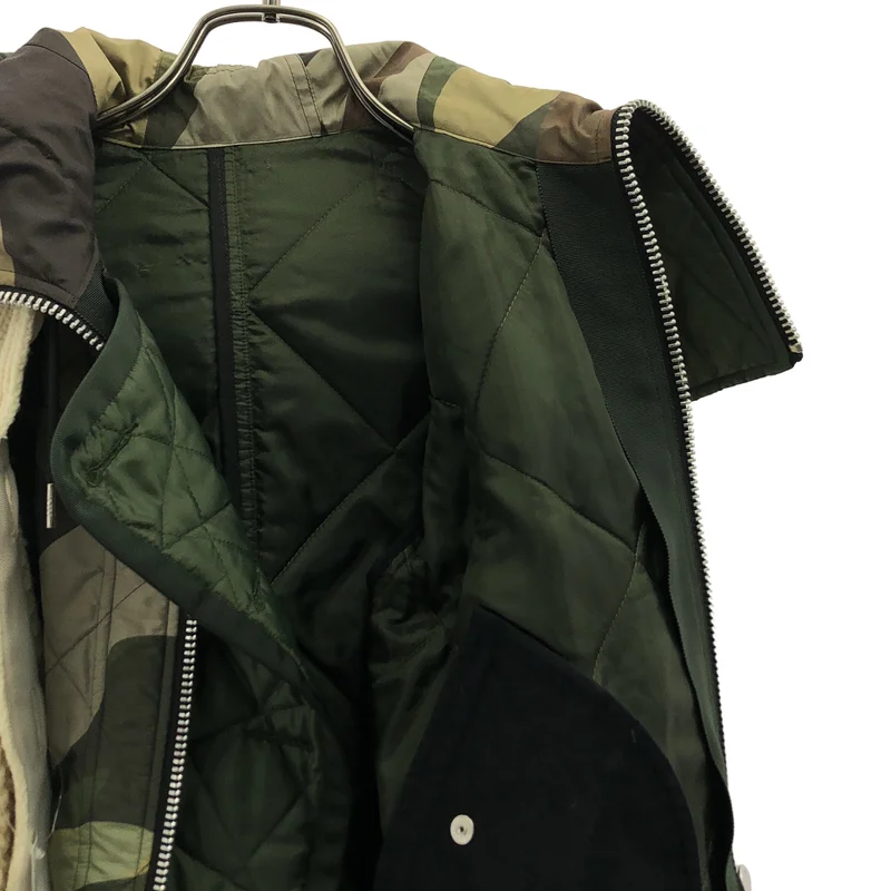 sacai / サカイ | 2021AW | × KAWS / カウズ / Nylon Twill x Wool Knit Blouson / ナイロンツイル ウール ニットドッキング ミリタリーブルゾン | 1 | レディース