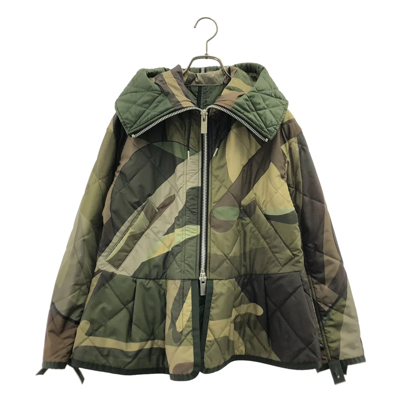 sacai / サカイ | 2021AW | × KAWS / カウズ / Nylon Twill x Wool Knit Blouson / ナイロンツイル ウール ニットドッキング ミリタリーブルゾン | 1 | レディース