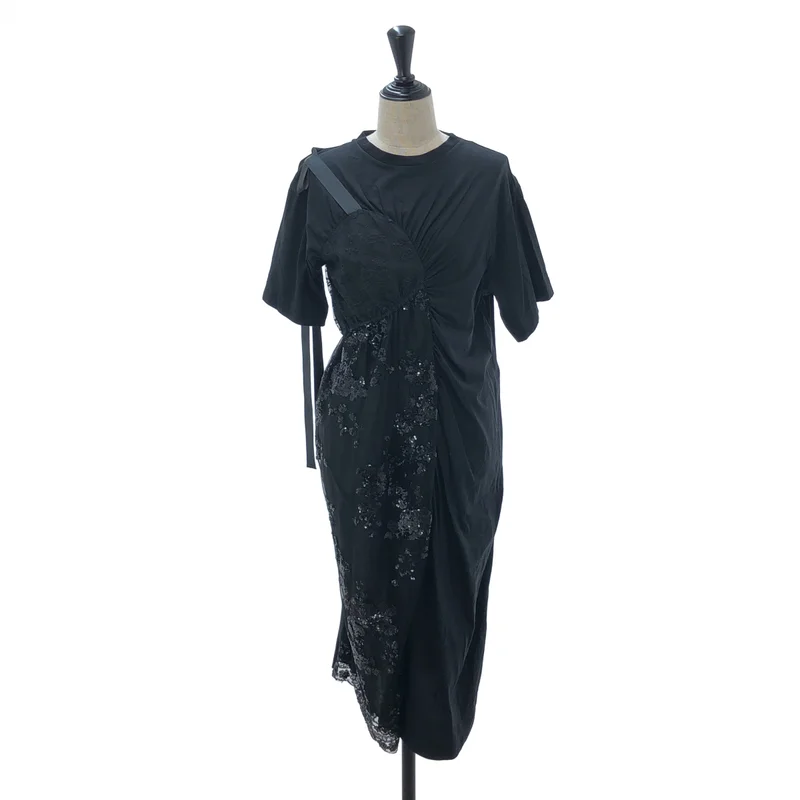 Simone Rocha / シモーネロシャ | コットン スパンコール ギャザーワンピース | XS | レディース