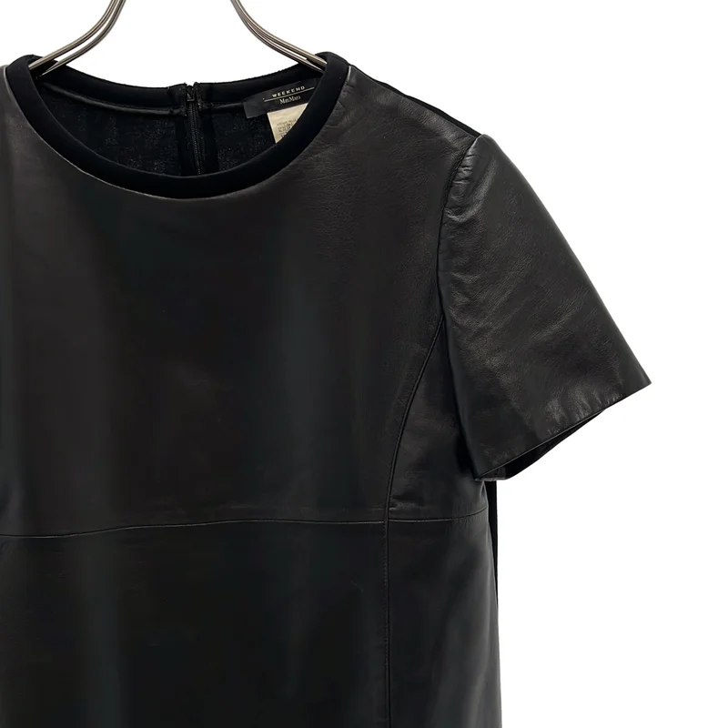WEEKEND MAX MARA / ウィークエンドマックスマーラ | 羊革 ラムレザー バックジップ ワンピース / 裏地付き | 42 | レディース