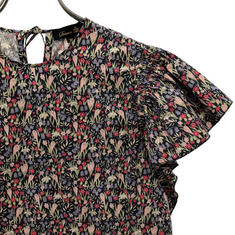 Drawer / ドゥロワー | Cotton Flower Print Short Sleeve Ruffle